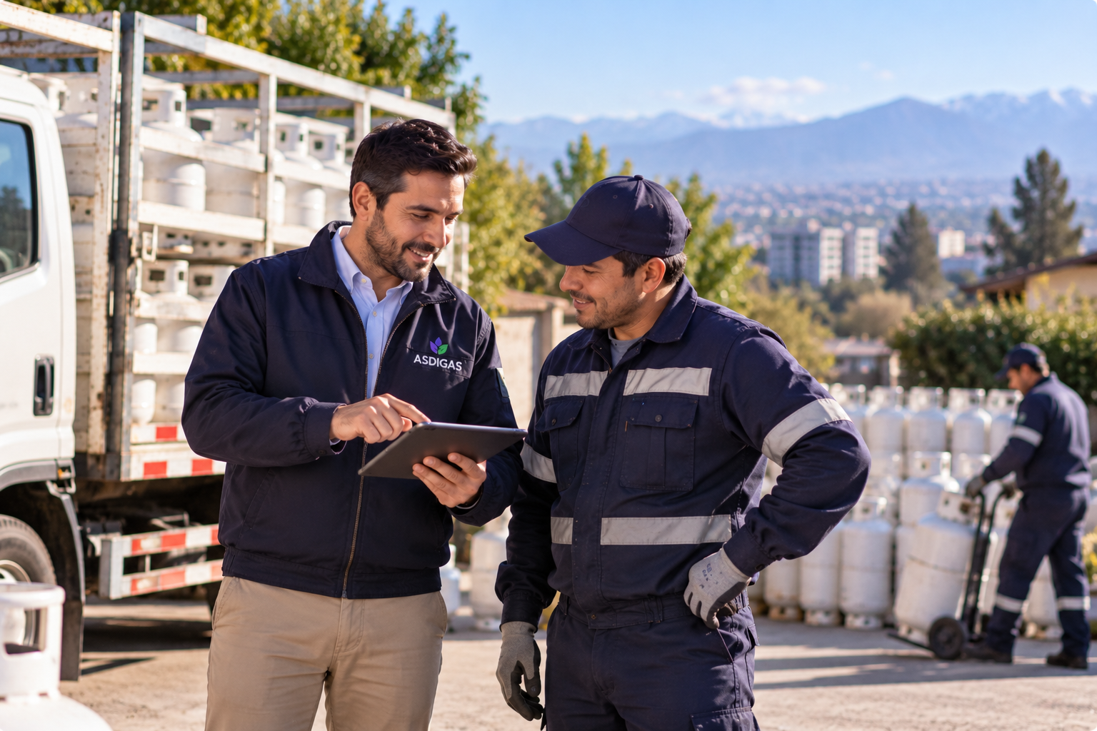 Representante y distribuidor de gas coordinando operaciones en la zona centro de Chile.